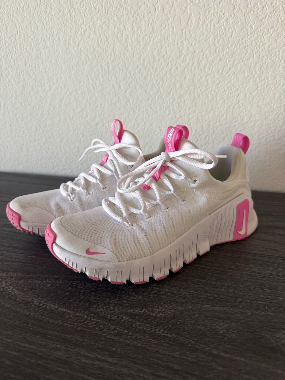 Nike MetCons White and Pink Sneakers - Size 8